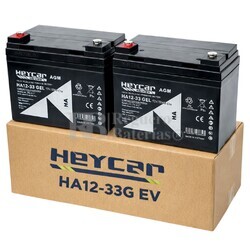 Pack 2 bater�as Heycar HA12-33G EV | GEL 12 Voltios 33 Amperios